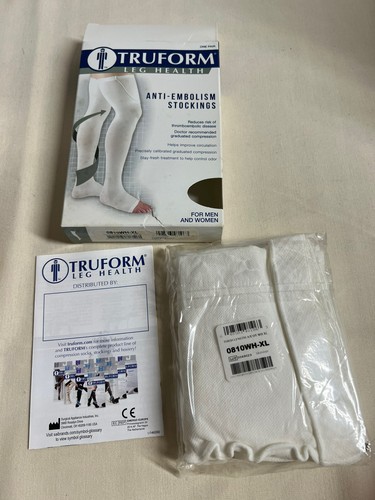 NEW TRUFORM 0810WH XL Anti-Embolism Open Toe Thigh High 18mmHg (White) X-Large - Picture 6 of 8