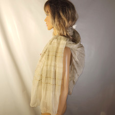 Glentex 1960  s Vintage 100 Hand rolled Silk scarf Made in Japan Gold 65"x35"