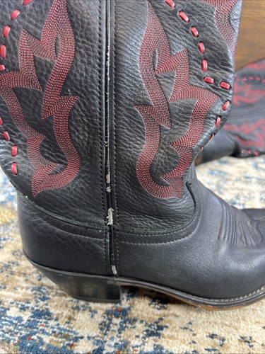 Durango Western Cowboy Black Red Star Embroidery Leather Boots Womens Sz 7.5M - Picture 16 of 16