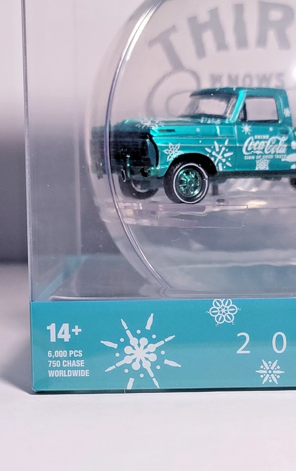 M2 Machines 2025 CHASE Ford F-100 Ranger Truck Green Christmas Ornament 1:64 Die - Image 4 of 4
