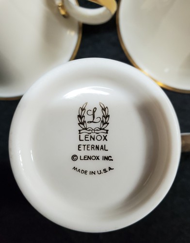 Lenox, Eternal 6 Tee-/Kaffeetassen. 6oz. Elfenbein/Creme mit Goldrand. - Bild 3 von 6