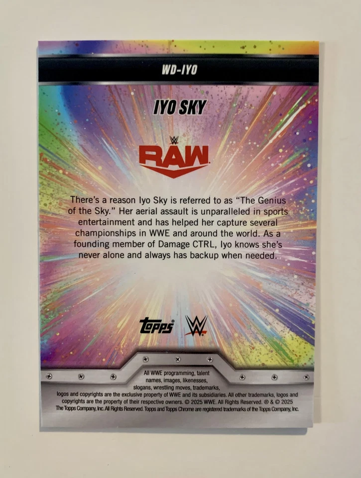 2025 Topps Chrome WWE Iyo Sky #/99 Women's Division Green Refractor SP WD-IYO - Image 2 of 2