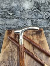 Walking Stick Vintage Brass Derby Head Handle Antique Victorian Wooden Cane