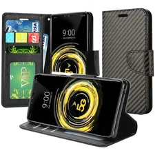 GSA Carbon Fiber Flip Wallet Case for LG V50 ThinQ - Black
