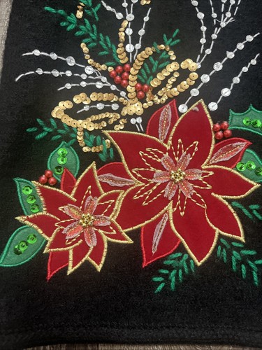 Lisa International Sweater/Jacket XL Boiled Wool Cardinals/Sequins Embroidery - Picture 3 of 8