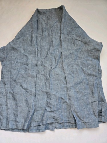 Damen Dosa Größe 2 Tunika mit Knopfleiste Blau Leinen Damen Lagenlook Medium - Bild 3 von 14