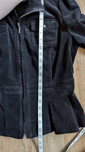 White House | Black Market Women's Black Size 10 Full Zip Corderoy Peplum Jacket - Picture 8 of 11