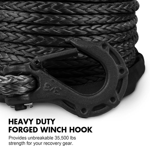 ZESUPER Synthetic Winch Rope 3/8" x 85ft Dyneema 12 Strand Cable Black - Picture 4 of 8