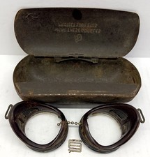 Antique Steampunk Style AO Safety Goggles Glass Lens w/ Original Metal Case L K