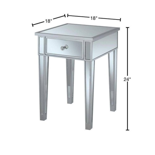 Convenience Concepts Gold Coast Silver Mirrored End Table - Picture 3 of 5