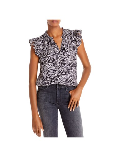 REBECCA TAYLOR Womens Navy 1/2 Button Mock Neck Cap Sleeve Wear To Work Top 0 - Picture 1 of 6