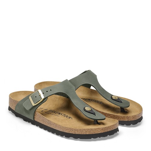 BIRKENSTOCK GIZEH THYME SANDALES TONG CUIR THYM VERT - Picture 2 of 3