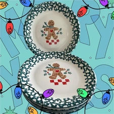 Tienshan Folkcraft Gingerbread Man Holiday Dinner Plates 10.25" Set of 6 🎄