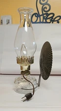 Converted Mini Vintage Hurricane Oil Lamp With Reflector - Converted to Electric