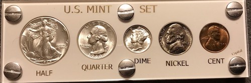1940 5 Coin US Mint Year Set Gem BU Coins White Capital Holder Display Box - 第 1/9 張圖片