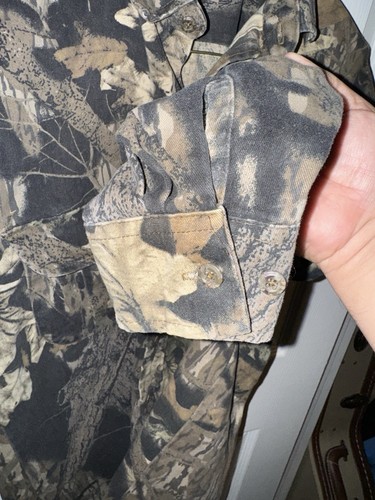 Vintage Mossy Oak Break Up Camouflage Long Sleeve Button Up Shirt Men’s Medium - Picture 7 of 10