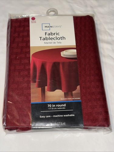 Red  Tablecloth Red Sedona 70" Round Nwt By Mainstays - Picture 1 of 11