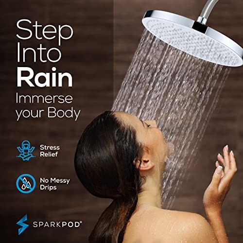 SparkPod 10 Inch Round Rain Shower Head - Chrome and White - Picture 3 of 5