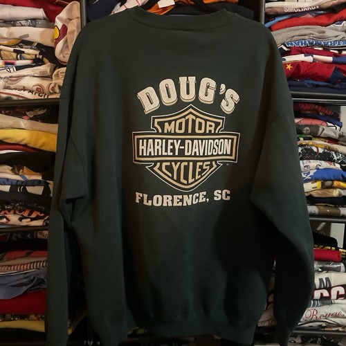Vintage 90’s Harley Davidson Green & Gold Crewneck Sweatshirt Size XL - Picture 4 of 4