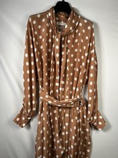 Zimmermann brown and cream polka dot silk belted dress Size 3