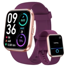 Plus Smart Watch Purple with Built-in Alexa ID208 Waterproof 1.8" Display