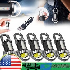 1-5pc LED Flashlight Keychain Portable Rechargeable Super Bright Mini Flashlight