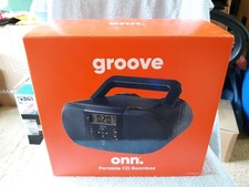 onn. Portable CD Boombox with Digital FM Radio, Navy New In Open Open Box