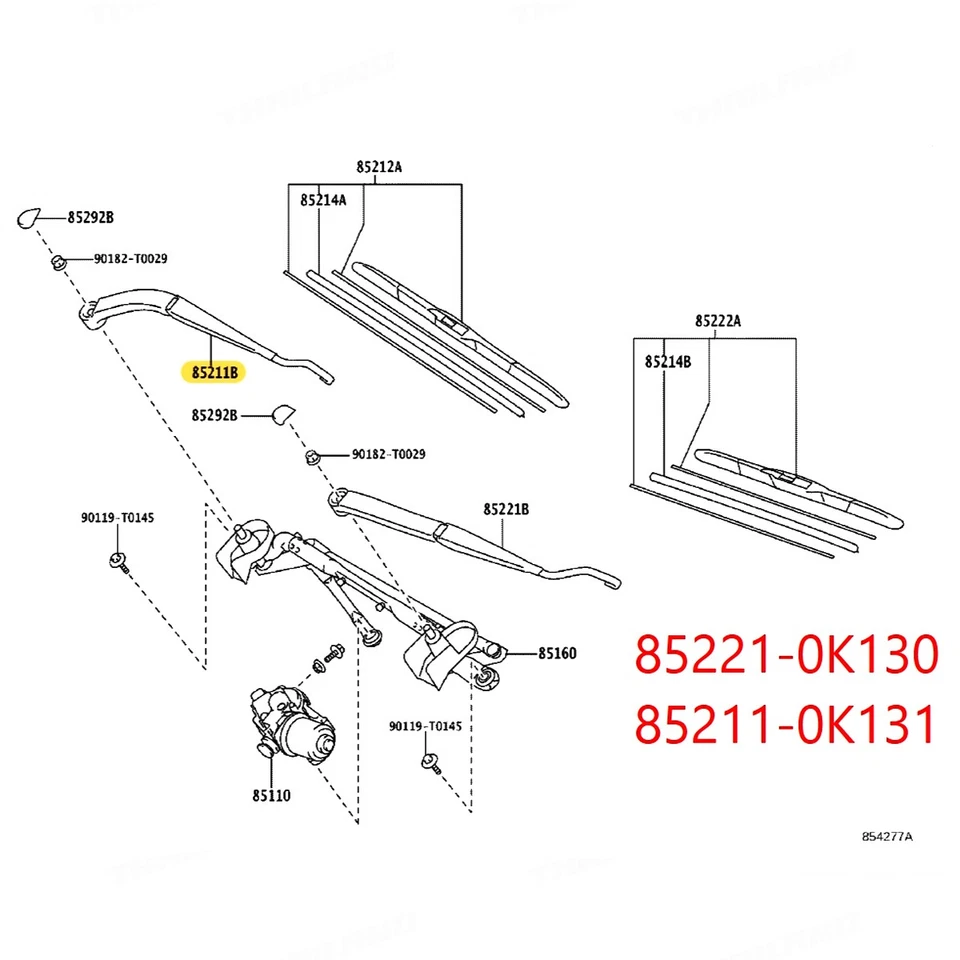 Pair Lh + Rh Front Arm Wiper *RHD* For Toyota Hilux Revo Fortuner '15 - '25 - Image 3 of 4