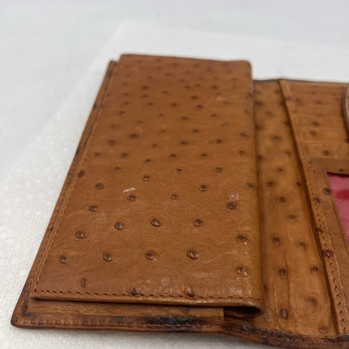 Classic Dooney & Bourke Ostrich Brown Leather Clutch Wallet - Picture 19 of 21