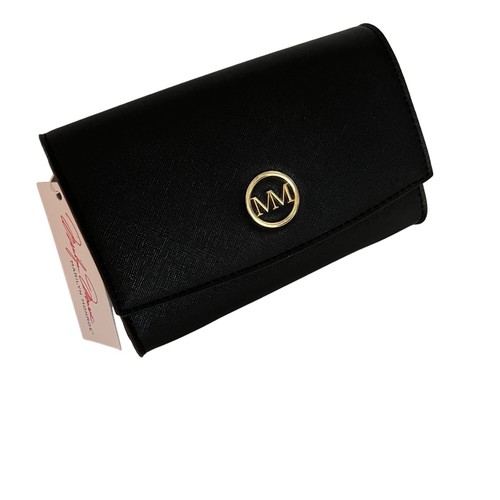 Marilyn Monroe Black Clutch Purse with Gold Crossbody Chain Strap, Red Interior - Picture 3 of 11