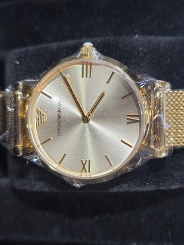 EMPORIO ARMANI WOMENS WATCH STEEL GOLD MESH STRAP AND GOLD DIAL GENUINE AR1957 - Imagen 4 de 5