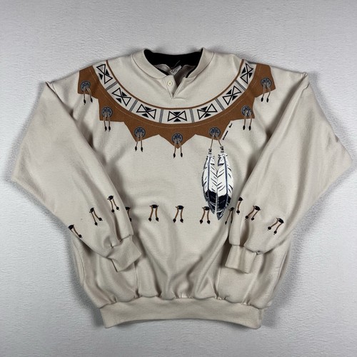 Vintage Art Unlimited Sweatshirt Native American Aztec Men’s XL Wrap Around AOP