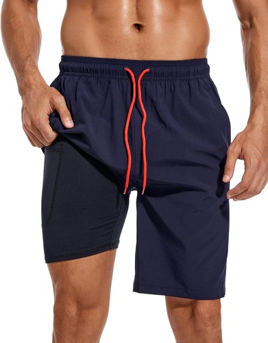 Bañador para hombre de secado rápido traje de baño pantalones cortos con forro bolsillo con cremallera - Imagen 14 de 117