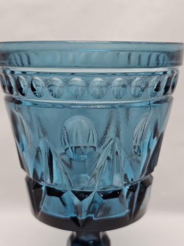 De colección 4 copas de agua/vino Indiana Glass Colony Park azul verde azulado 5,25" de alto usadas en excelente estado  - Imagen 4 de 4