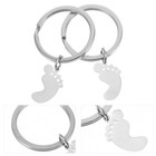 4 Pcs Stainless Steel Key Pendants Baby Shower Footprint Keychains