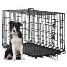 Dog Crate for Large Dogs 48 Inch Folding Metal WirePet Cage Double Door W/Div...