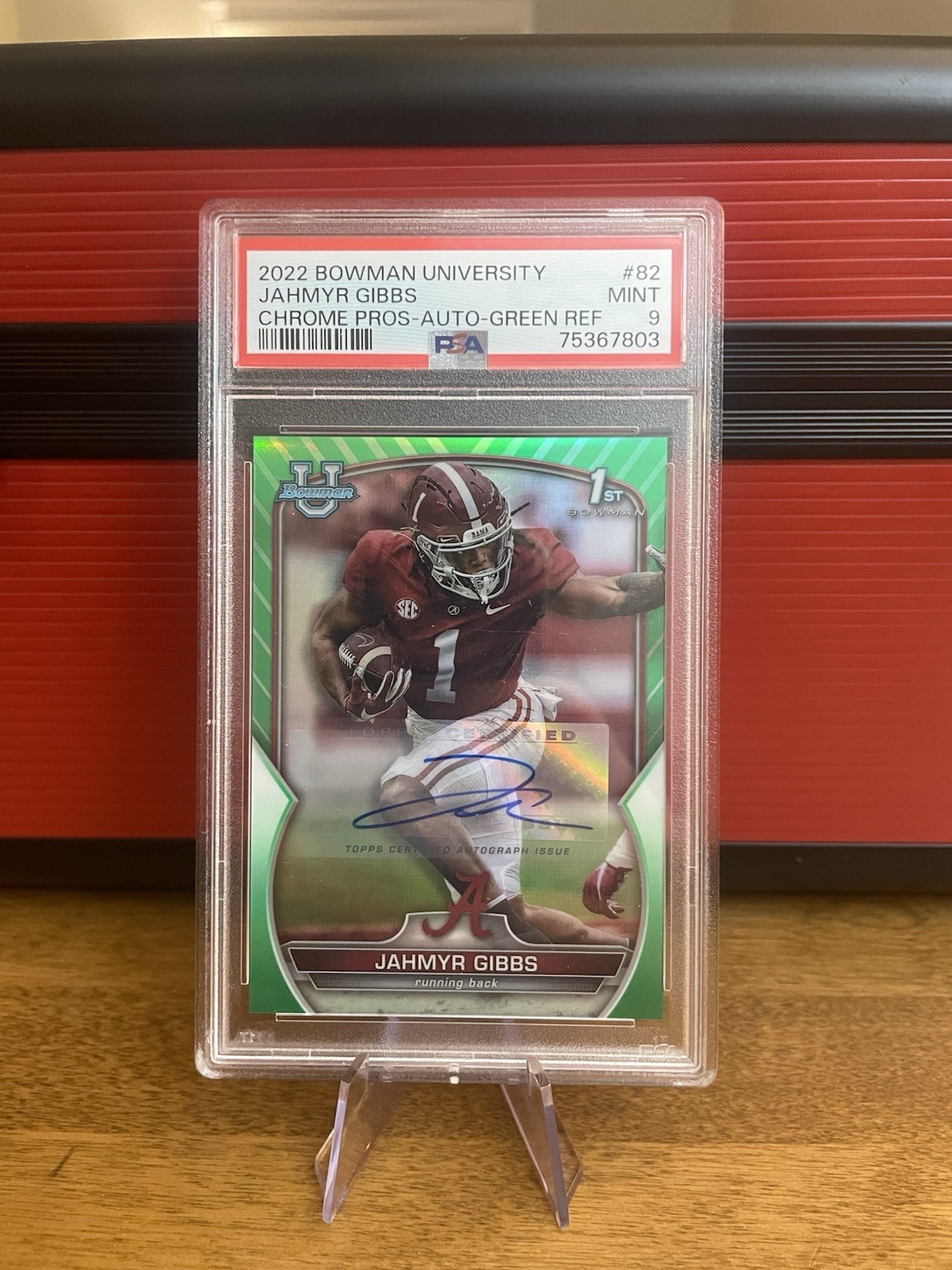 2022 Bowman U Chrome Jahmyr Gibbs 1st Bowman Green Refractor Auto /99