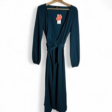 Cider Wrap Dress Blue Long-Sleeve Long Dress NEW WITH TAGS Women's 14