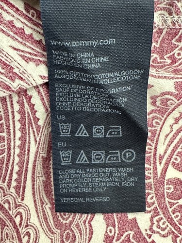 Tommy Hilfiger Top Women M (AU10) Burgundy Paisley Button Up Roll Tab Sleeve - Foto 10 di 12