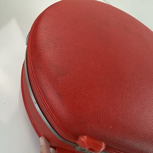 VTG American Tourister Tiara Round Hat Box Luggage Weekender Suitcase Red Case - Picture 15 of 24