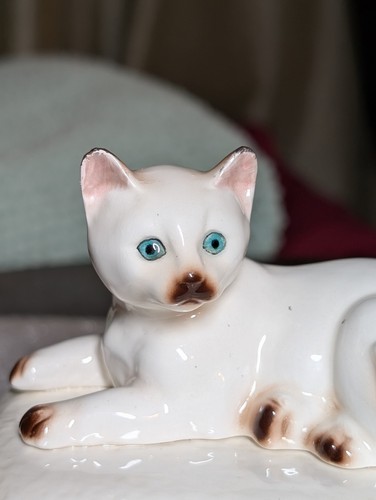 VTG Seymour Mann 1993 Handpainted Siamese Kitty Cat Figurine Covered Trinket Box - Picture 11 of 20