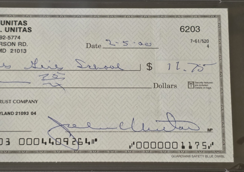 JOHNNY UNITAS Signed Personal Check-HALL OF FAME-BALTIMORE COLTS-PSA 9 Auto - Picture 3 of 6