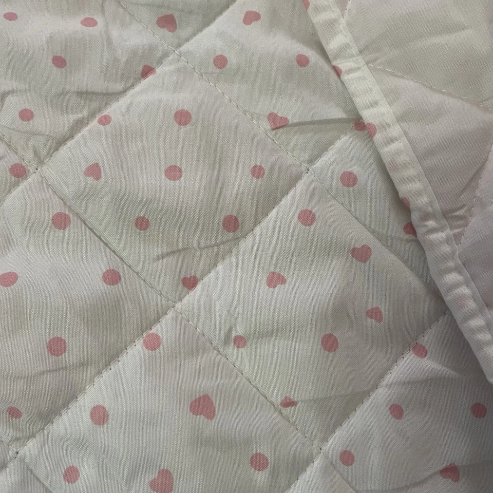 Betsey Johnson Reversible Comforter Twin Size Pink Floral Stripe Hearts Quilted - Image 4 of 4