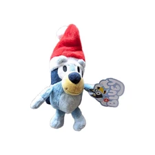 Bluey Santa Hat Christmas Plush Backpack Clip 6"