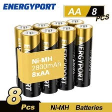 8Pack Ni-MH AA Rechargeable Battery 1.2V 2800mAh Cell for Solar Garden Lights