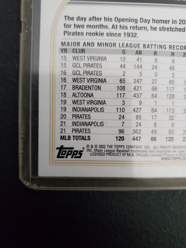 2022 Topps Series 1 - Future Stars Ke'Bryan Hayes #56 Royal Blue - Picture 9 of 10