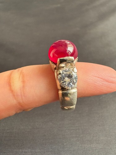 925 Sterling Silber Ring Rosa Rubin Stein Ring Handgefertigter Ring Größe 8,5 US - Bild 6 von 11