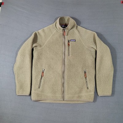Patagonia Fleece Jacket Mens L Green Retro Deep Pile Full Zip Sherpa STY22801