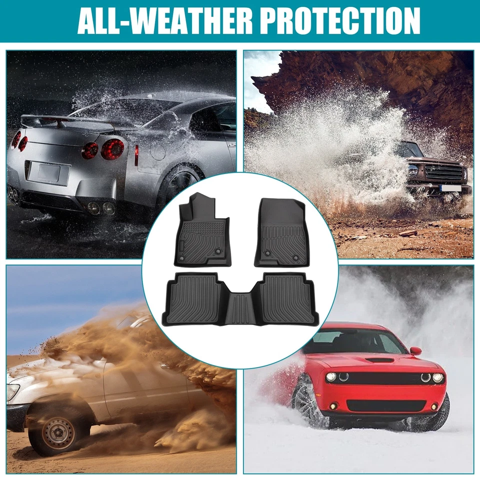 3D Floor Mats Liner Carpets For 2014-2018 Mazda 3 TPE Rubber All Weather 3PCS - Imagem 2 de 4