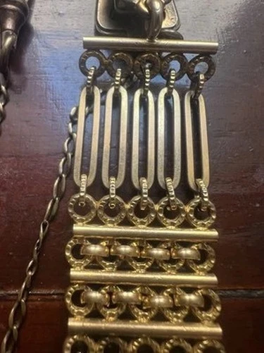 Red Victorian Pocket Watch Chain Chatelaine Seal Pinchbeck Antique 1800 N.1 - Image 3 of 4